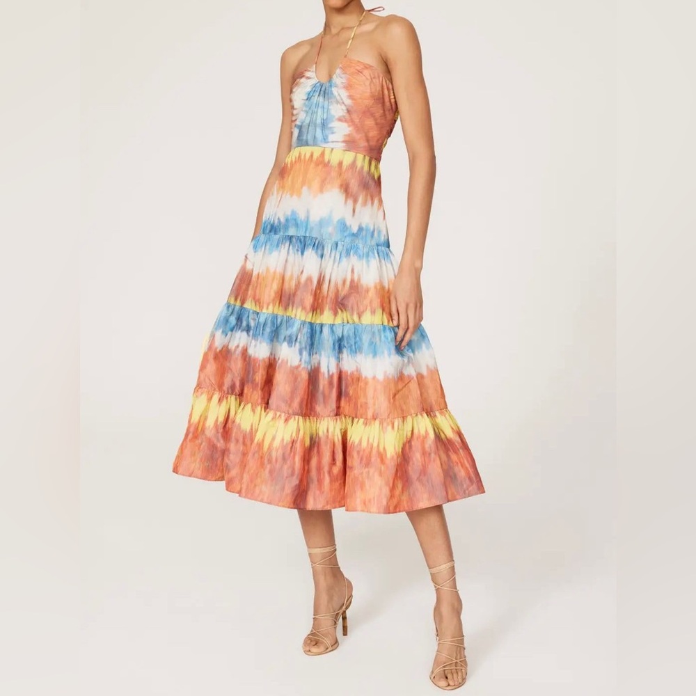 ALEXIS Roberta Tiered Tie-dye Midi Dress size XS